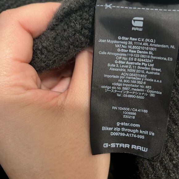 G-STAR RAW Men's Biker Zip Though Knit Green/Black Lambswool, Bomber , Size L - Picture 10 of 13